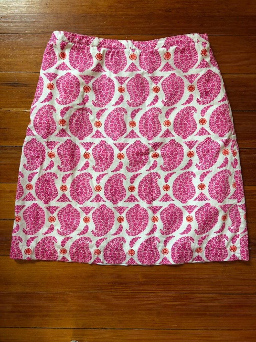 Boden Pink Paisley Print A-Line Skirt | Petite | Pockets!